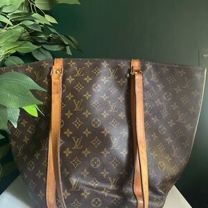 Louis Vuitton Monogram sac shopping  Tote with Tan Straps